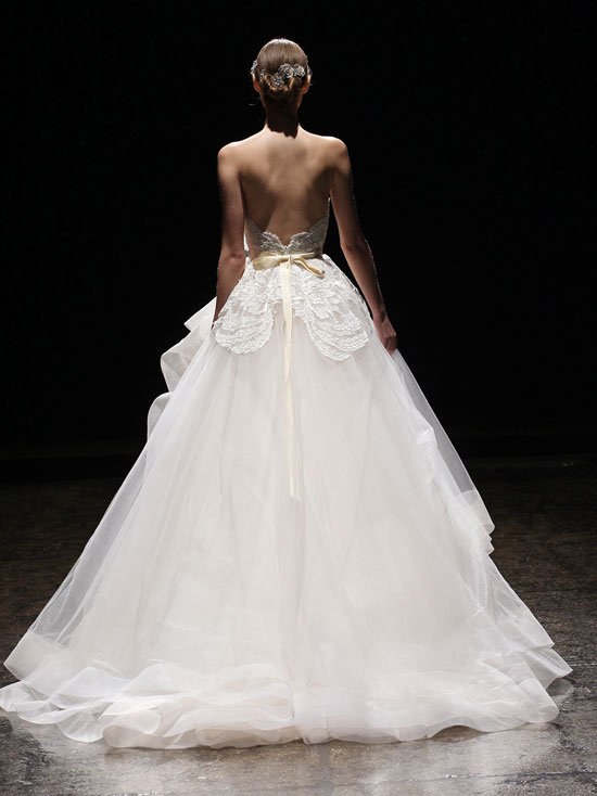 Lazaro Peplum Bridesmaid Dresses
